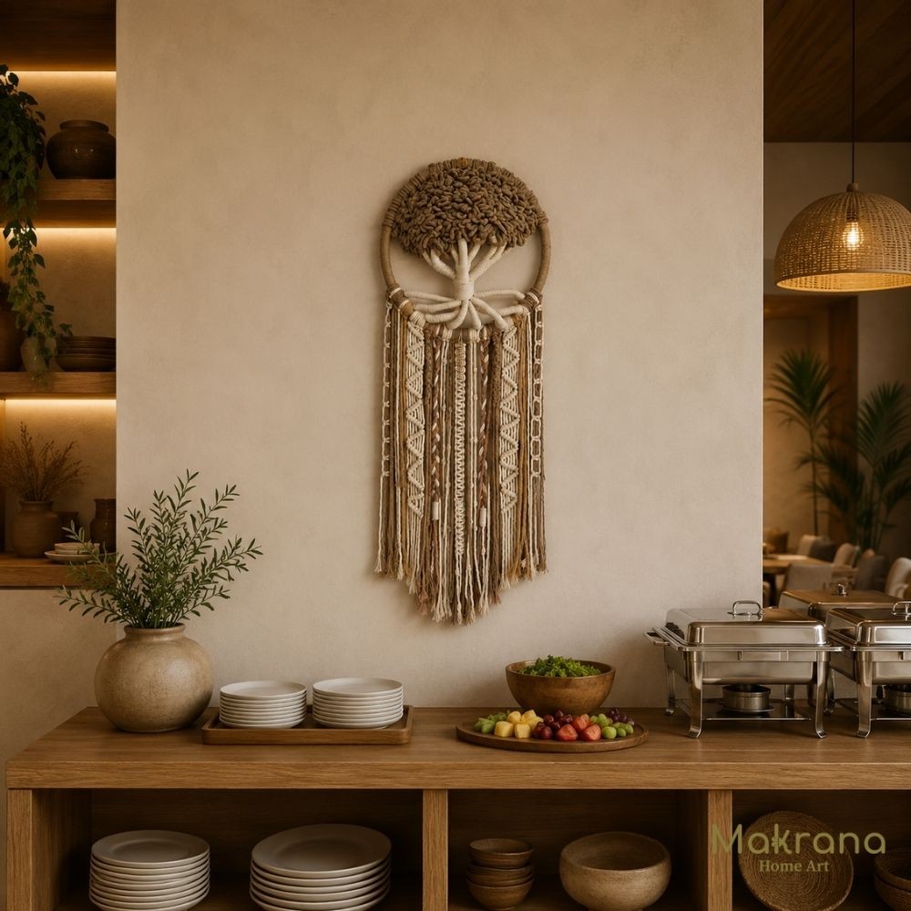 Árbol frondoso beige con tiras 40 cm